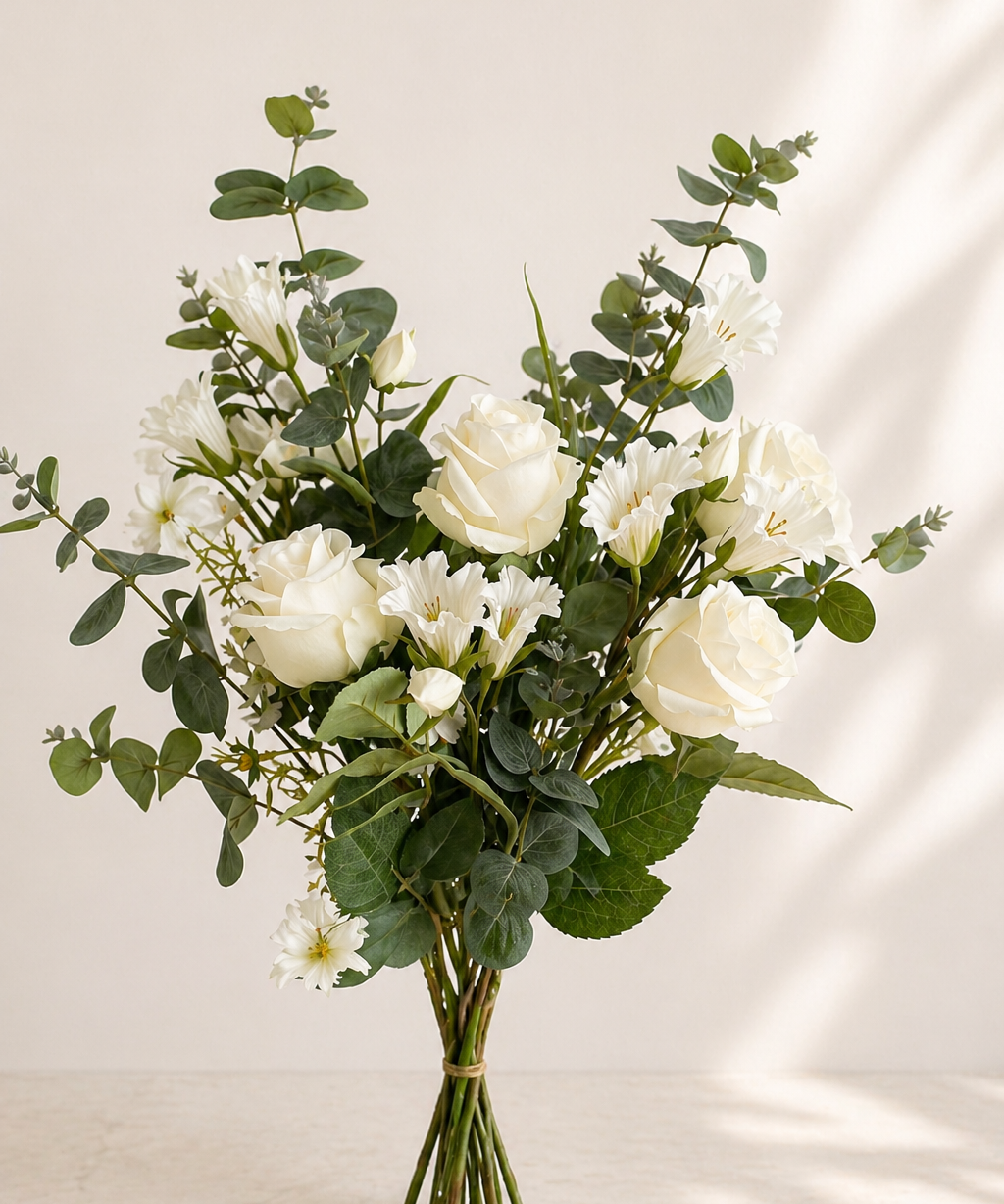 Zijden bloemen boeket Timeless Love in interieur