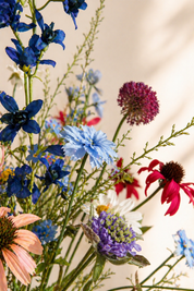 Zijden bloemen boeket Wild Elegance kleurrijk met Val Pottery vaas