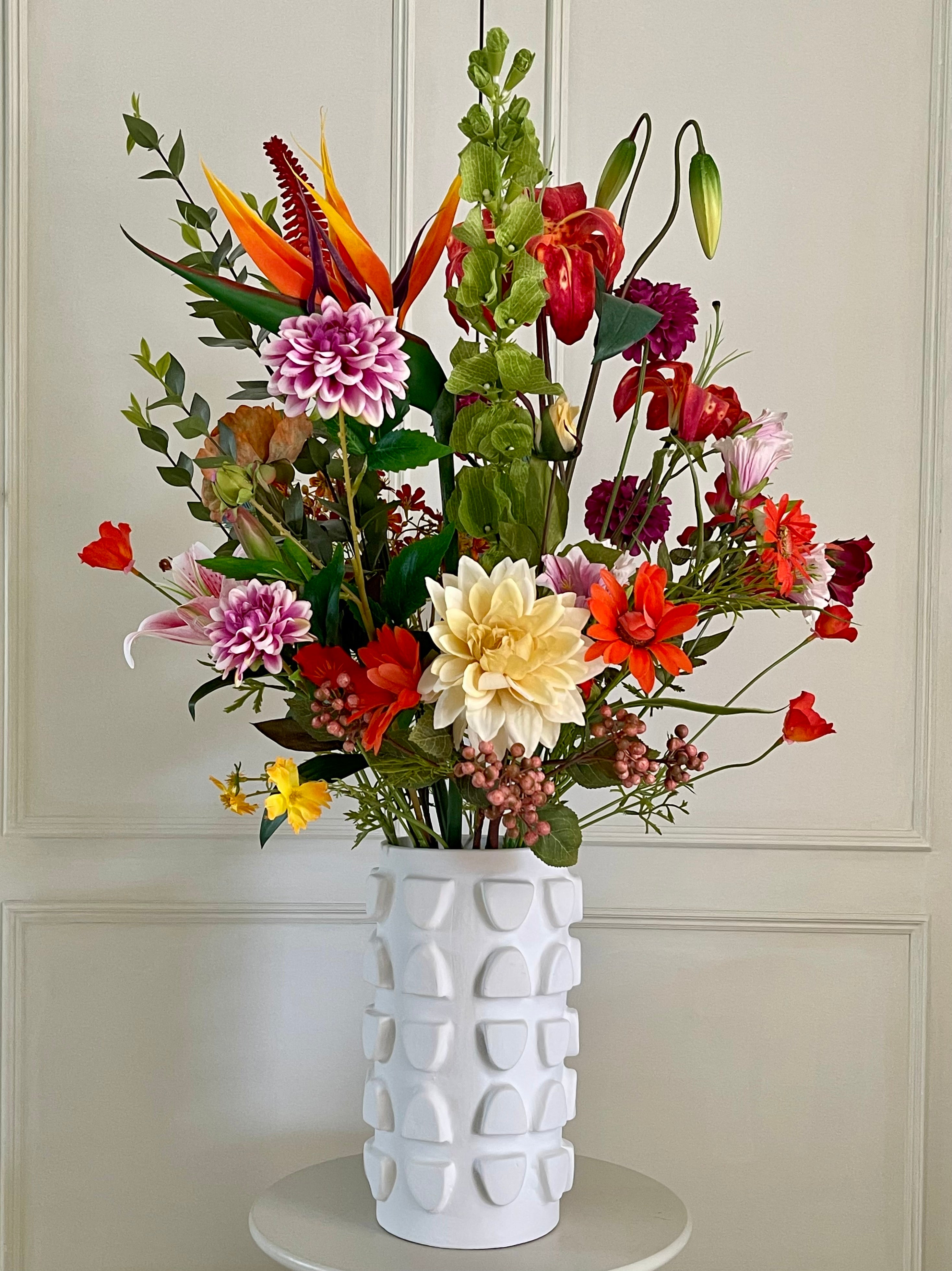 Zijden boeket met vaas Happy Fall – Vrolijke herfstkleuren in een stijlvol geheel