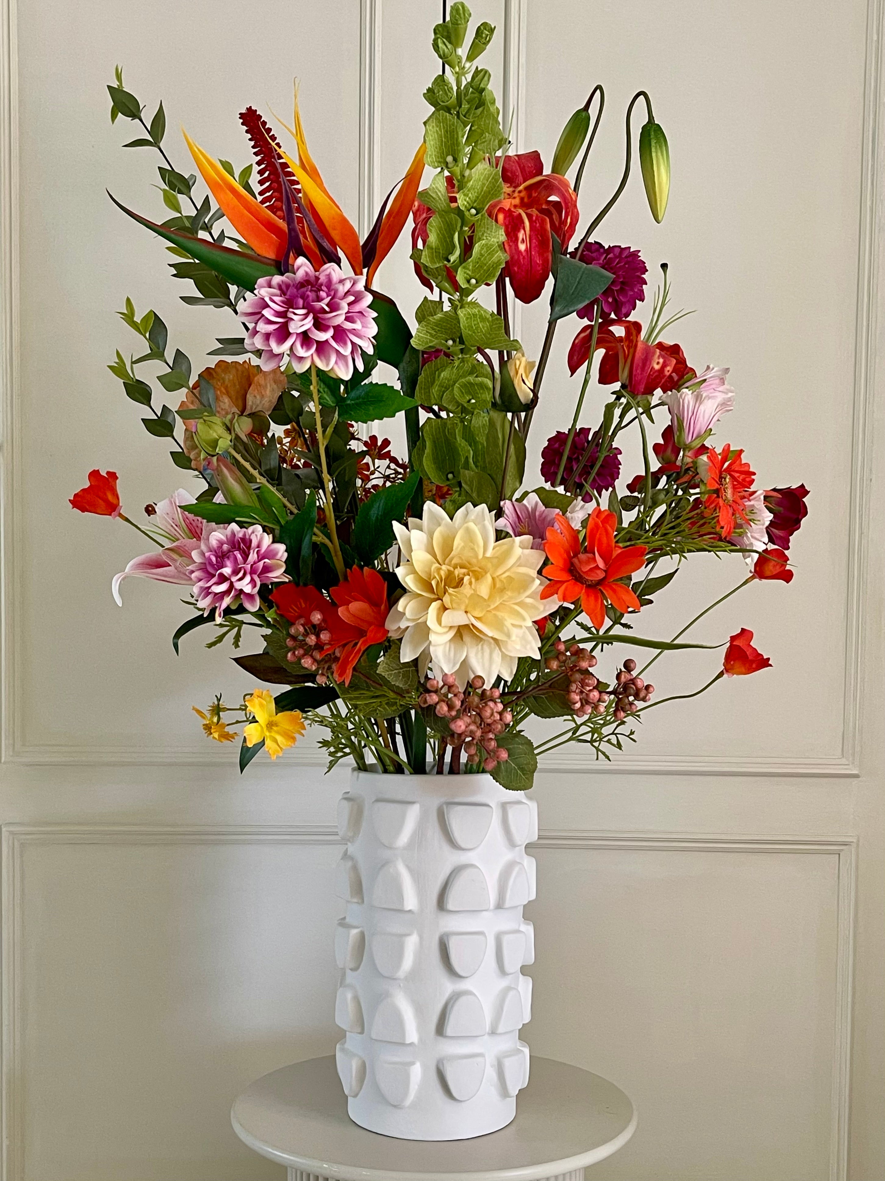 Zijden boeket met vaas Happy Fall – Vrolijke herfstkleuren in een stijlvol geheel