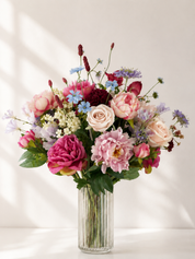 Zijden bloemenboeket Elegant Romance met vaas