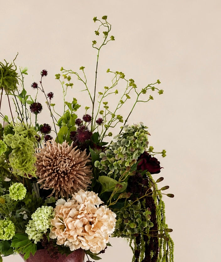 Zijden bloemenboeket Velvet Garden met vaas