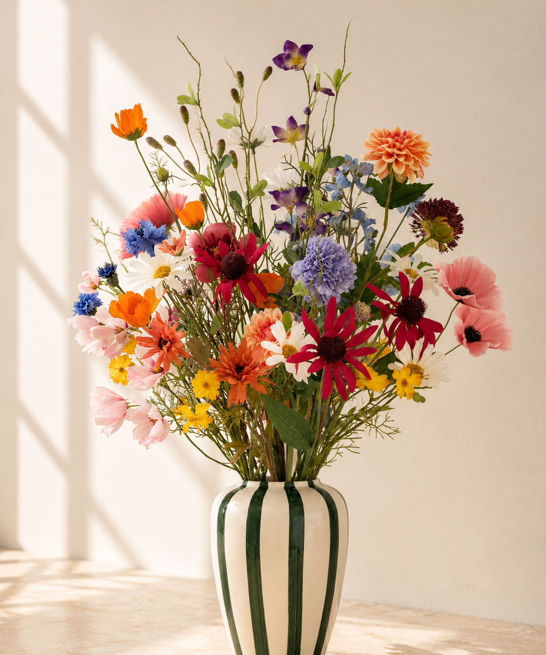 Zijden bloemenboeket Wild Elegance met vaas