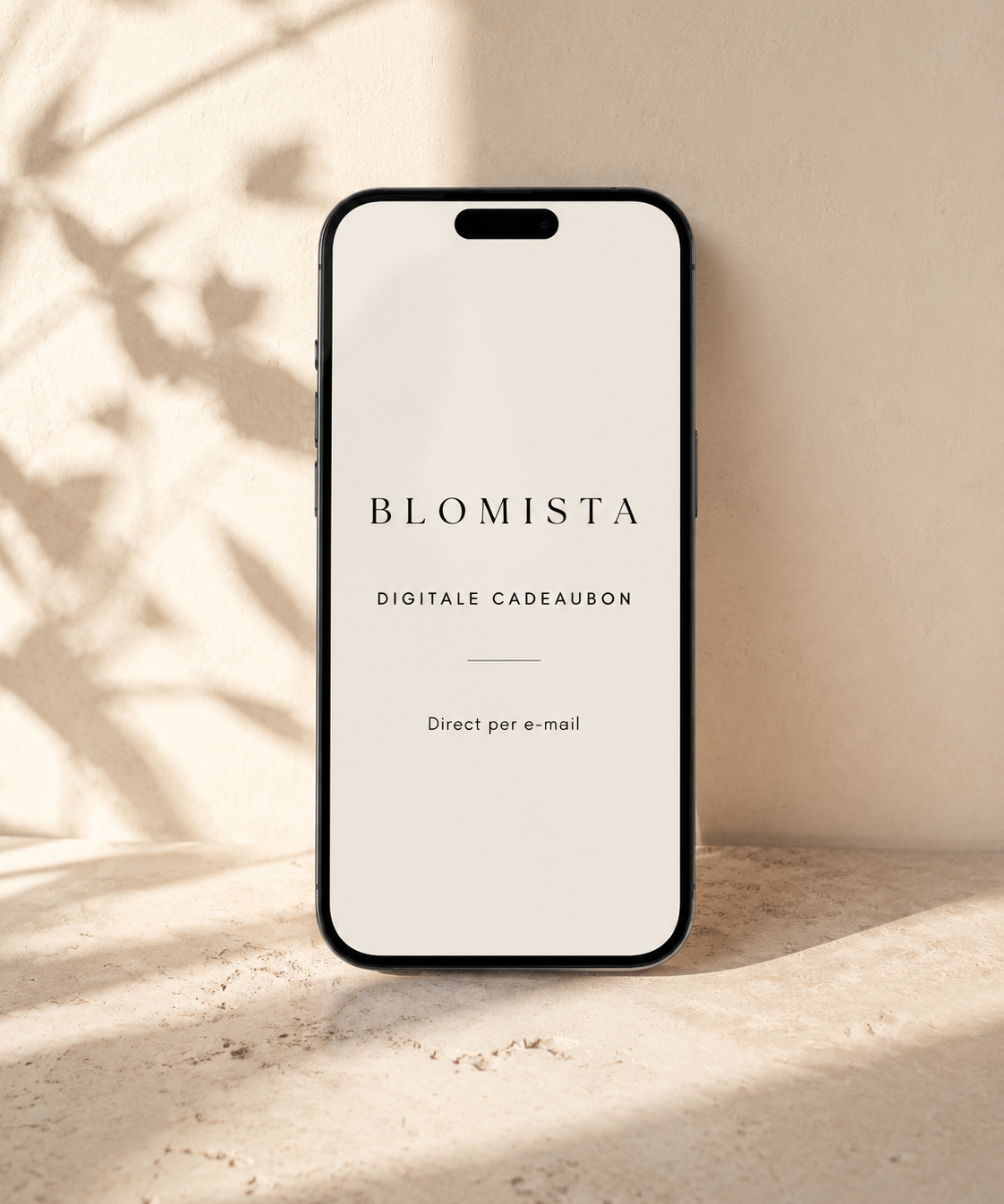 Digitale Blomista-cadeaubon op smartphone, direct per e-mail ontvangen
