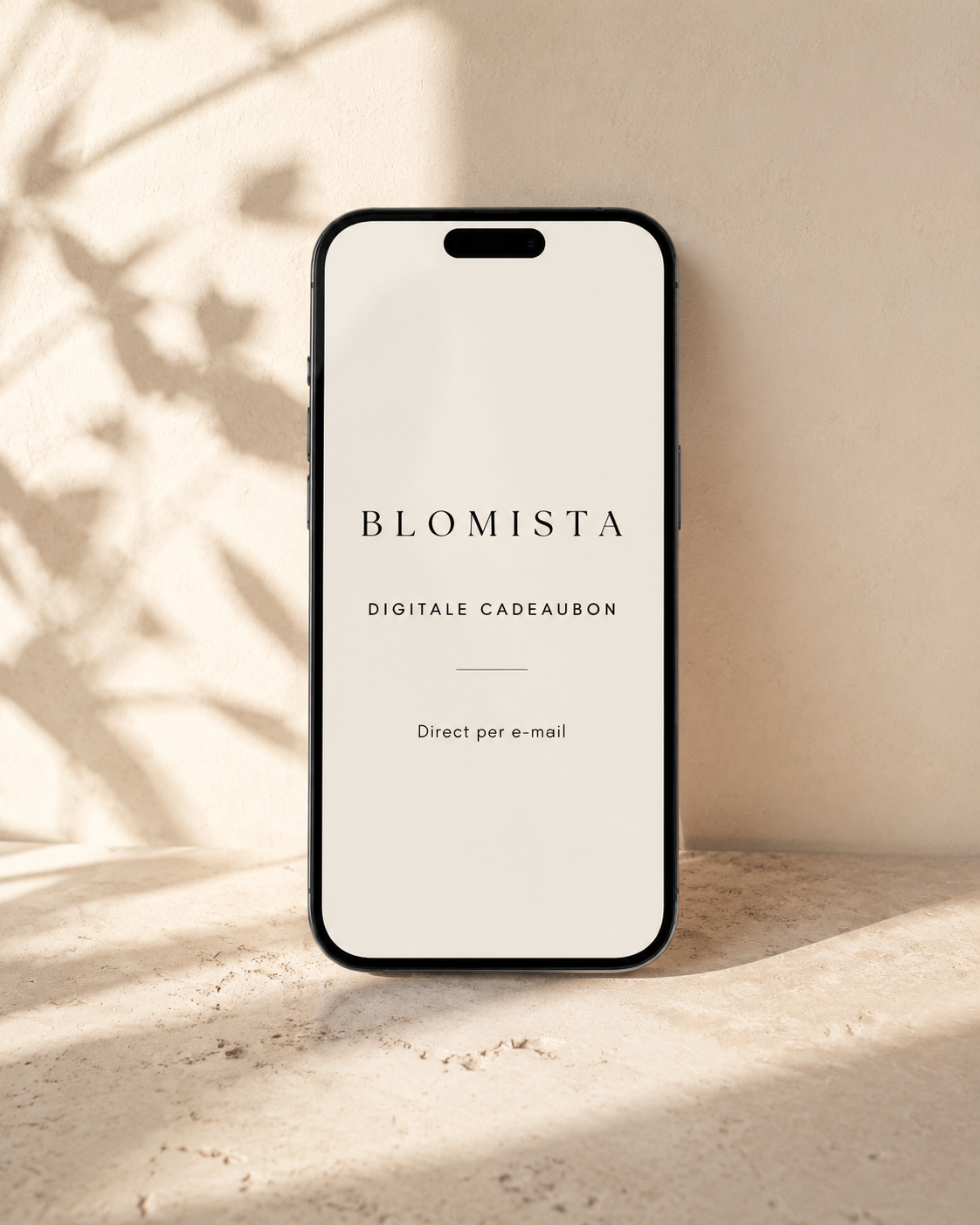 Digitale Blomista-cadeaubon op smartphone, direct per e-mail ontvangen
