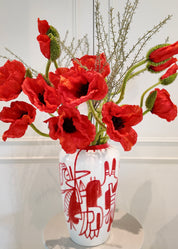 Unieke vaas Julie Loeckx met boeket – Poppy red