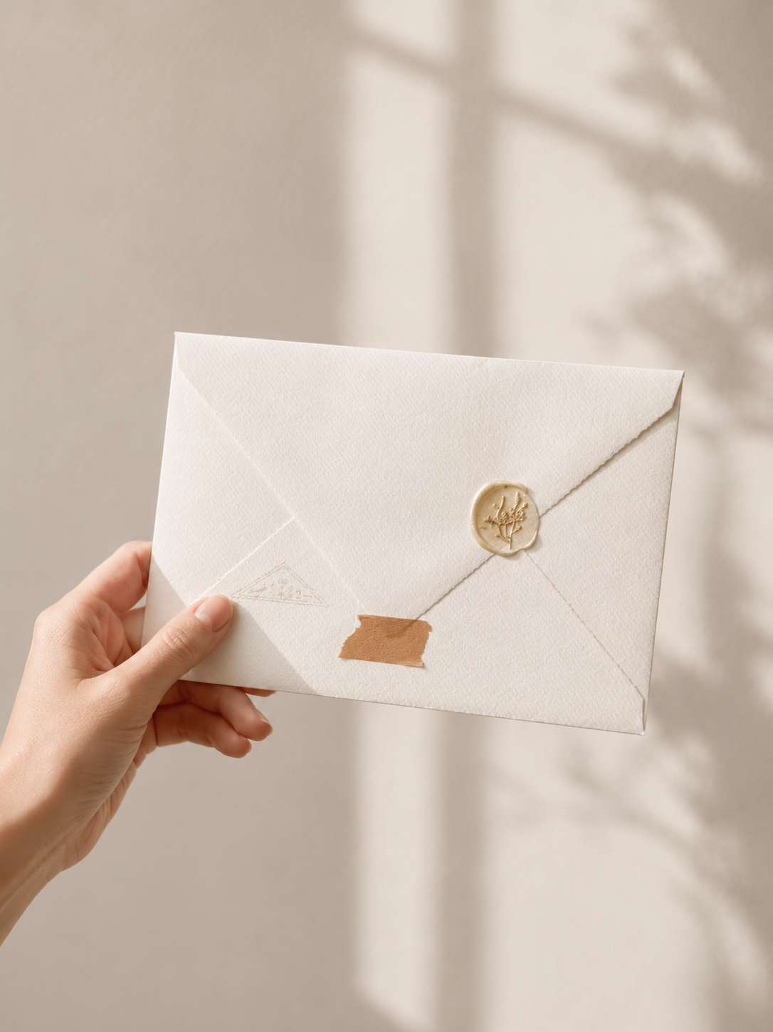 Fysieke Blomista-cadeaubon in luxe envelop met lakzegel, stijlvol verpakt voor verzending per post